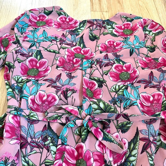 FOR LOVE & LEMONS churro floral babydoll mini dress ruffle pink flamenco size M - Picture 12 of 14